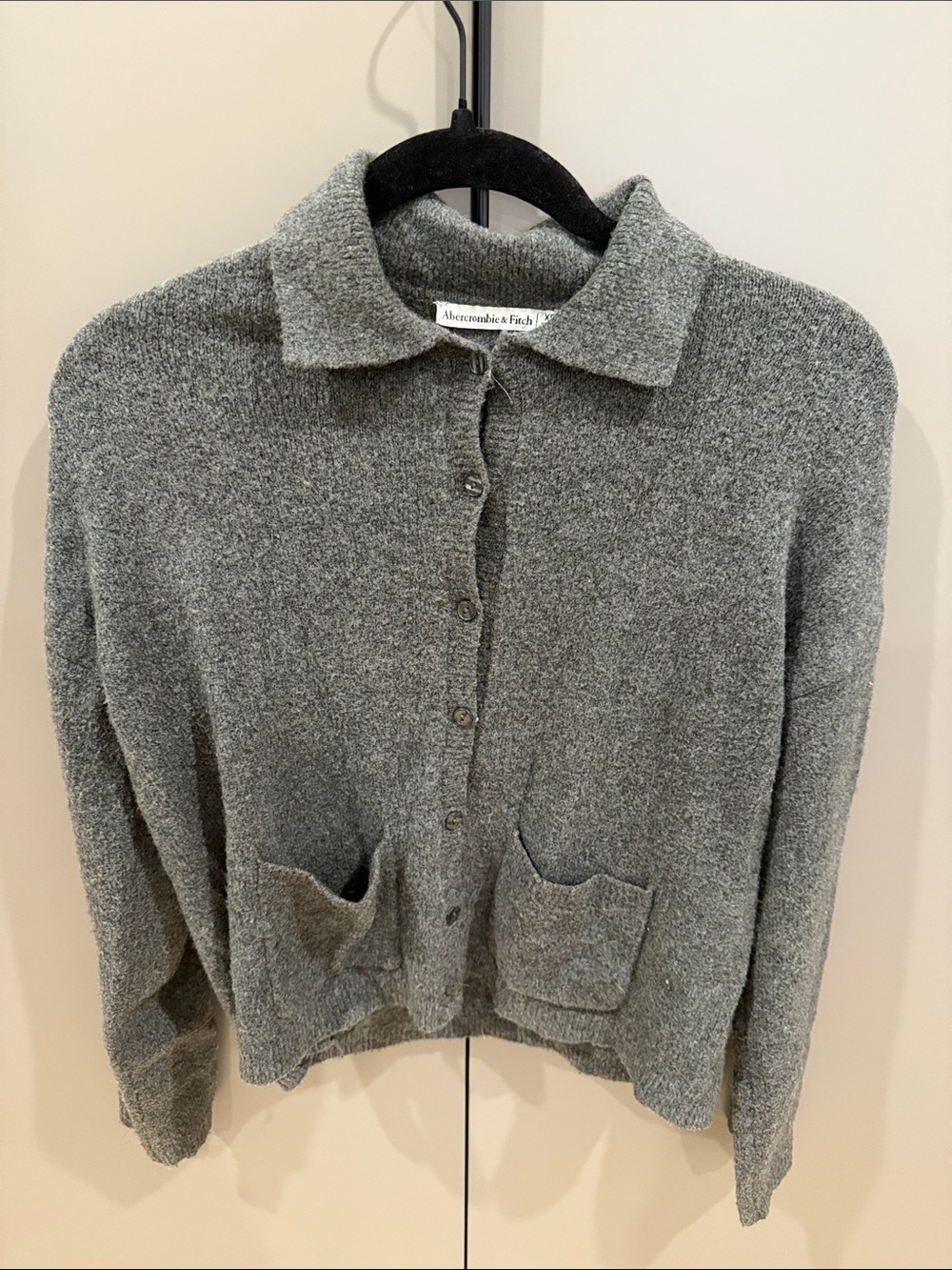 Abercrombie & Fitch Heather Gray Collared Button Cardigan XS 🫶